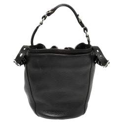 Pre Owned Alexander Wang Black Textured Leather Diego Bucket Bag
