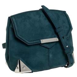 Alexander Wang Teal Blue Suede Marion Shoulder Bag