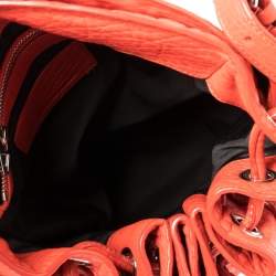 Pre Owned Alexander Wang Orange Textured Leather Diego Bucket Bag