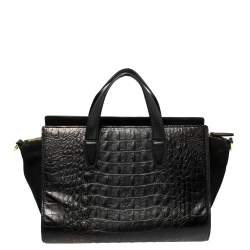 Alexander Wang Black Croc Embossed Leather Pelican Tote