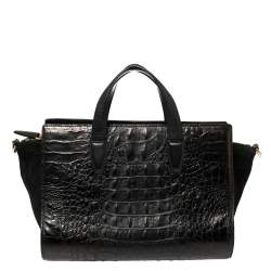 Alexander Wang Black Croc Embossed Leather Pelican Tote