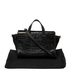 Alexander Wang Black Croc Embossed Leather Pelican Tote