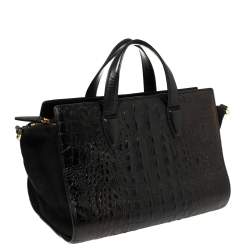 Alexander Wang Black Croc Embossed Leather Pelican Tote