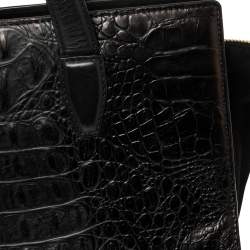Alexander Wang Black Croc Embossed Leather Pelican Tote
