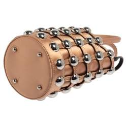 Alexander Wang Metallic Rose Gold Satin Woven Studded Bucket Bag
