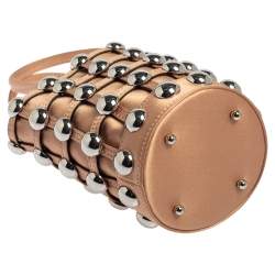 Alexander Wang Metallic Rose Gold Satin Woven Studded Bucket Bag