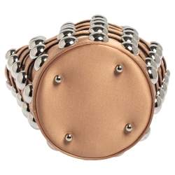Alexander Wang Metallic Rose Gold Satin Woven Studded Bucket Bag