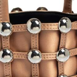 Alexander Wang Metallic Rose Gold Satin Woven Studded Bucket Bag