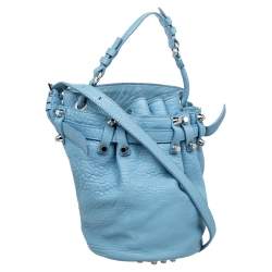 Alexander Wang Blue Textured Leather Diego Bucket Bag