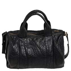 Pre Owned Alexander Wang Black Pebbled Leather Rocco Duffle Bag