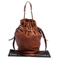 Pre Owned Alexander Wang Brown Textured Leather Diego Bucket Bag