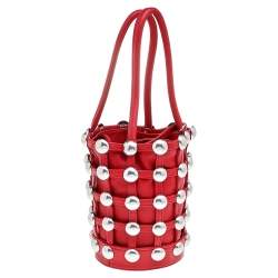 Alexander Wang Red Leather Mini Studded Bucket Bag