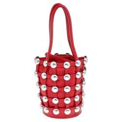 Alexander Wang Red Leather Mini Studded Bucket Bag