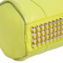 Pre Owned Alexander Wang Lime Green Textured Leather Rocco Duffel Bag