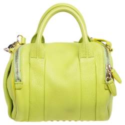 Pre Owned Alexander Wang Lime Green Textured Leather Rocco Duffel Bag