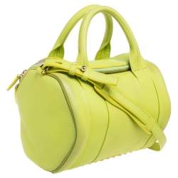 Pre Owned Alexander Wang Lime Green Textured Leather Rocco Duffel Bag