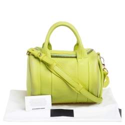 Pre Owned Alexander Wang Lime Green Textured Leather Rocco Duffel Bag