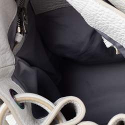 Pre Owned Alexander Wang White Leather Iridescent Stud Diego Bucket Bag