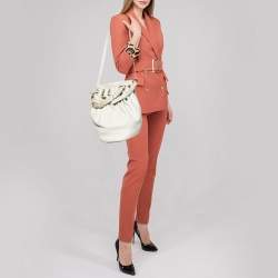 Pre Owned Alexander Wang White Leather Iridescent Stud Diego Bucket Bag