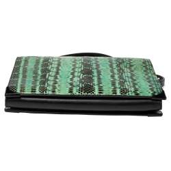 Alexander Wang Green/Black Snakeskin and Leather Flap Shoulder Bag