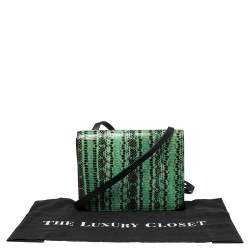 Alexander Wang Green/Black Snakeskin and Leather Flap Shoulder Bag