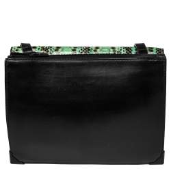 Alexander Wang Green/Black Snakeskin and Leather Flap Shoulder Bag