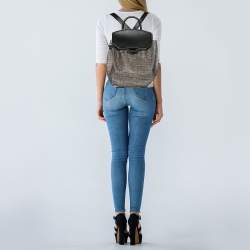 Alexander Wang Grey Croc Embossed Leather Prisma Drawstring Backpack