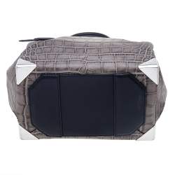 Alexander Wang Grey Croc Embossed Leather Prisma Drawstring Backpack