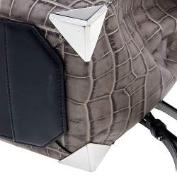 Alexander Wang Grey Croc Embossed Leather Prisma Drawstring Backpack