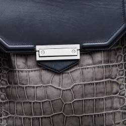 Alexander Wang Grey Croc Embossed Leather Prisma Drawstring Backpack
