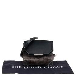 Alexander Wang Grey/Black Croc Embossed Leather Mini Marion Prisma Shoulder Bag