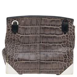 Alexander Wang Grey/Black Croc Embossed Leather Mini Marion Prisma Shoulder Bag