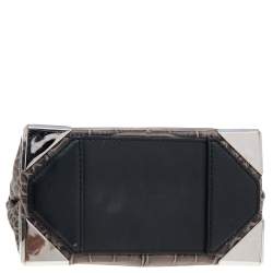Alexander Wang Grey/Black Croc Embossed Leather Mini Marion Prisma Shoulder Bag