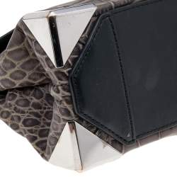 Alexander Wang Grey/Black Croc Embossed Leather Mini Marion Prisma Shoulder Bag
