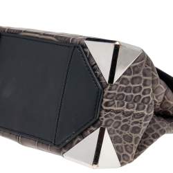 Alexander Wang Grey/Black Croc Embossed Leather Mini Marion Prisma Shoulder Bag