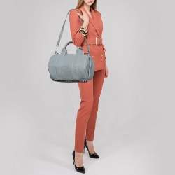 Pre Owned حقيبة ساتشل اليكساندر وانغ روكي جلد منقوش أزرق باهت 