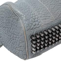 Pre Owned حقيبة ساتشل اليكساندر وانغ روكي جلد منقوش أزرق باهت 