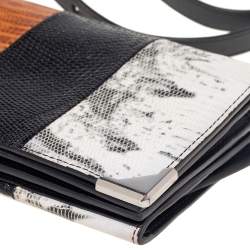 Alexander Wang Multicolor Lizard Embossed Metal Flap Clutch Bag