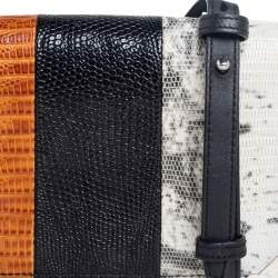 Alexander Wang Multicolor Lizard Embossed Metal Flap Clutch Bag