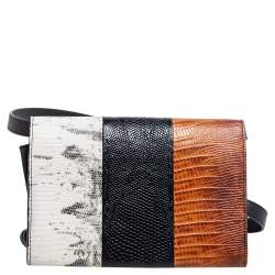 Alexander Wang Multicolor Lizard Embossed Metal Flap Clutch Bag