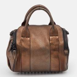 Pre Owned Alexander Wang Metallic Bronze Pebbled Leather Rocco Duffel Bag