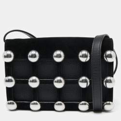 Alexander Wang Black Leather and Suede Studded Cage Crossbody Bag