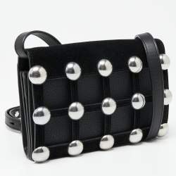 Alexander Wang Black Leather and Suede Studded Cage Crossbody Bag