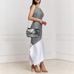 Alexander Wang Green Croc Embossed And Iguana Leather Marion Prisma  Shoulder Bag