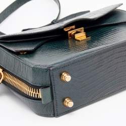 Alexander Wang Green Croc Embossed And Iguana Leather Marion Prisma  Shoulder Bag