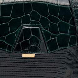 Alexander Wang Green Croc Embossed And Iguana Leather Marion Prisma  Shoulder Bag