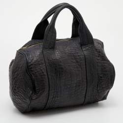 Pre Owned Alexander Wang Black Leather Studded Boston Bag