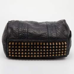 Pre Owned Alexander Wang Black Leather Studded Boston Bag