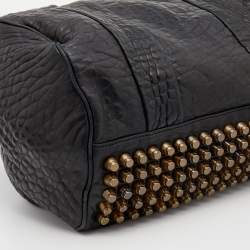 Pre Owned Alexander Wang Black Leather Studded Boston Bag