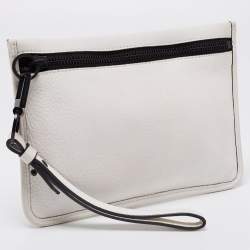 Alexander Wang White/Black Leather Slim Wristlet Clutch
